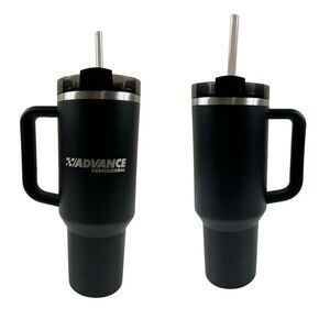 Stanley 40 oz Quencher H2.0 FlowState Tumbler Cup Matte Black COMPANY LOGO New
